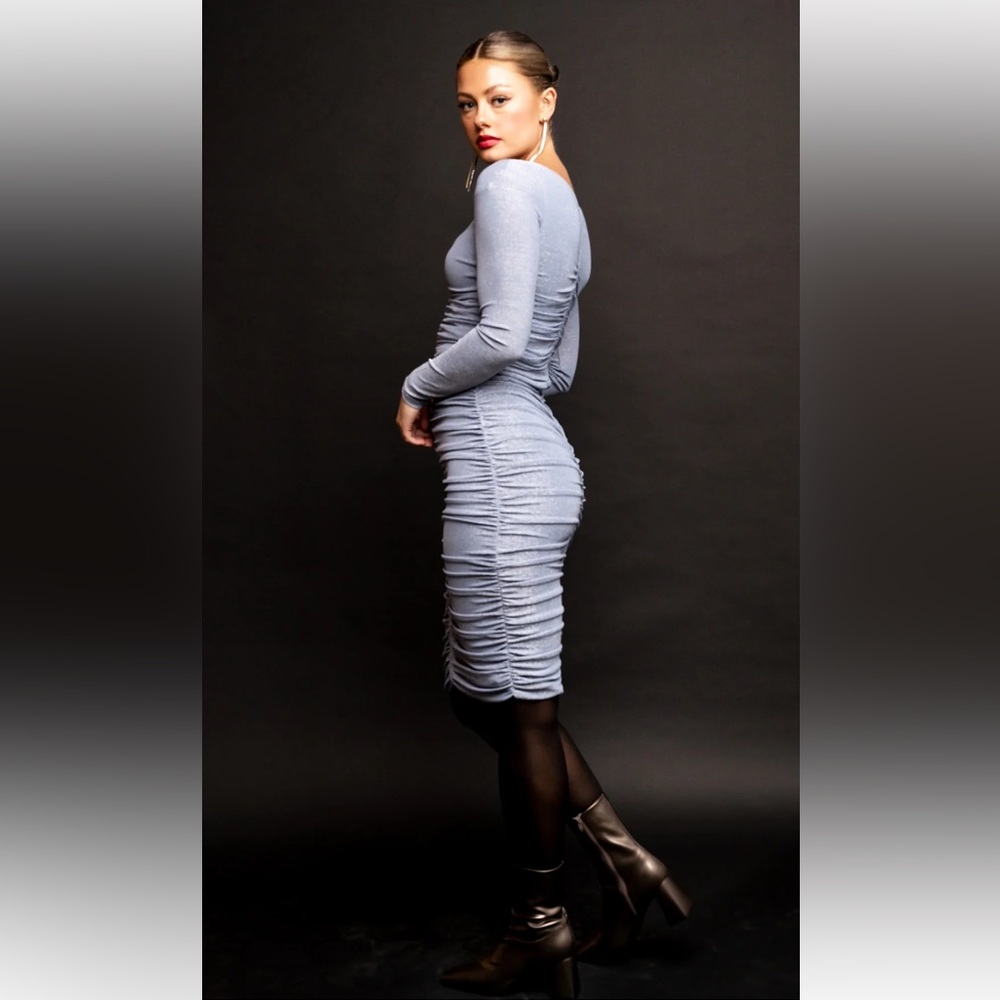 Rachel Parcell Ruched Midi Dress - Moonstone size Small